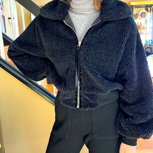 Black comfy teddy jacket